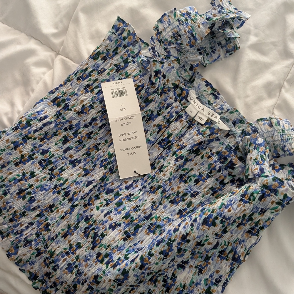 Veronica Beard Blue and Green Patterned Top